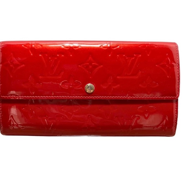 Louis Vuitton Candy Apple Red Patent Leather Vernis Wallet with Chain